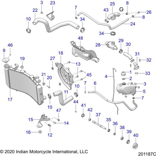 Engine, Cooling - 2022 Indian Ftr 1200 Schematic-21219 OEM Schematic