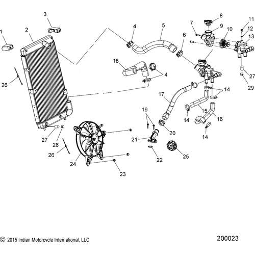 Engine, Cooling Asm. 2 All Options - 2020 Indian Scout Bobber Sixty Schematic-24070 OEM Schematic