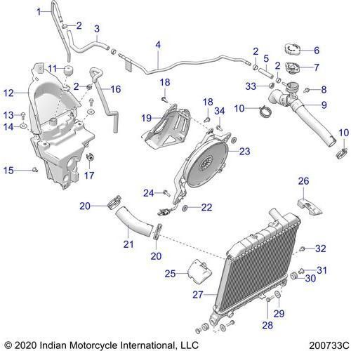 Engine, Cooling Asm. All Options - 2020 Indian Challenger Base/Limited Schematic-25236 OEM Schematic