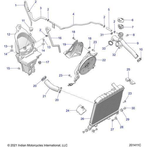 Engine, Cooling Asm. All Options - 2022 Indian Challenger Limited Schematic-21983 OEM Schematic