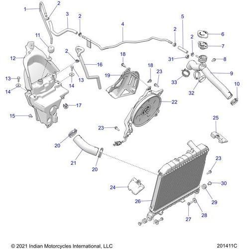 Engine, Cooling Asm. All Options - 2022 Indian Pursuit Limited / Limited Premium Schematic-20964 OEM Schematic