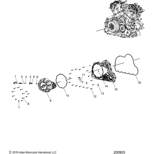 Engine, Cover Asm., Primary & Clutch All Options - 2020 Indian Scout Bobber Sixty Schematic-24101 OEM Schematic