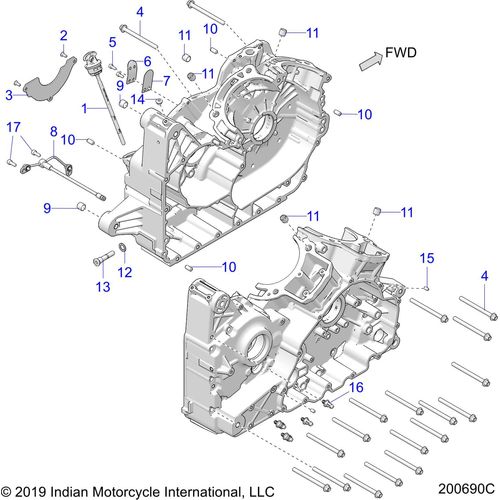 Engine, Crankcase All Options - 2021 Indian Challenger Limited Schematic-23727 OEM Schematic