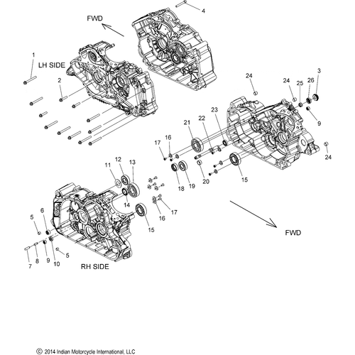 Engine, Crankcase Asm. All Options - 2021 Indian Scout 1200 Schematic-22651 OEM Schematic