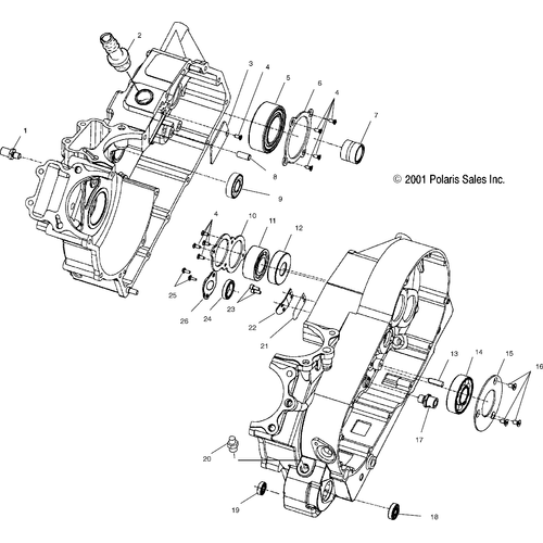 Engine, Crankcase Bearings - 2002 Victory Deluxe Cruiser All Options - V02Cd16 Schematic 5835 OEM Schematic