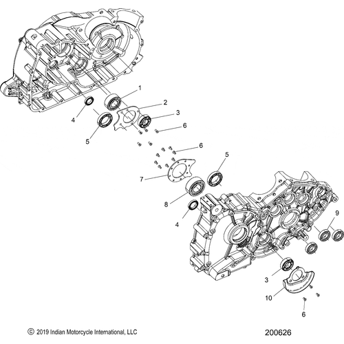 Engine, Crankcase Bearings All Options - 2020 Indian Chieftain Elite Schematic-24855 OEM Schematic