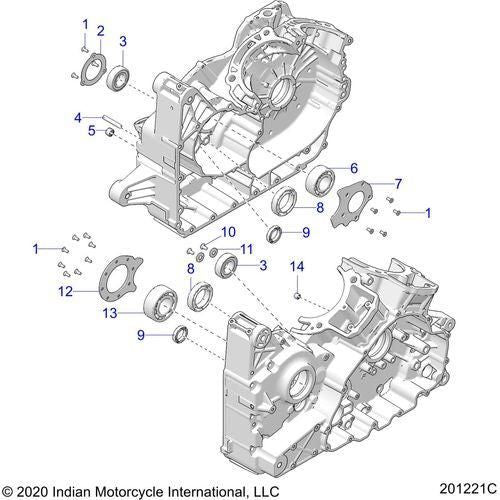 Engine, Crankcase Bearings All Options - 2022 Indian Challenger Elite Schematic-22093 OEM Schematic