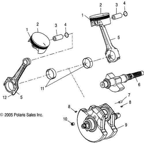 Engine, Crankshaft - 2005 Victory Kingpin/Ness All Options - V05Cb16/Dc16 Schematic 5375 OEM Schematic