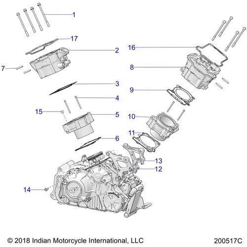 Engine, Cylinder And Cylinder Head Mntg - 2020 Indian Ftr 1200 Schematic-24560 OEM Schematic