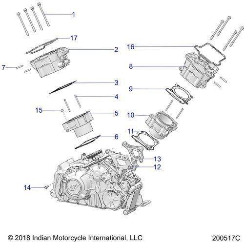 Engine, Cylinder And Cylinder Head Mntg - 2020 Indian Ftr 1200 Rally Schematic-24460 OEM Schematic