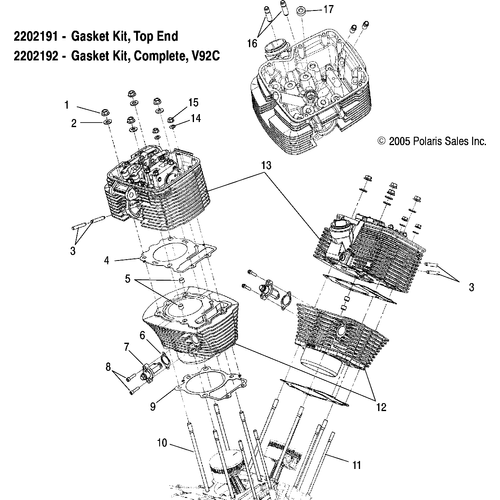 Engine, Cylinder And Head - 2005 Victory Ca Touring Cruiser All Options - V05Tb16 Schematic 5327 OEM Schematic