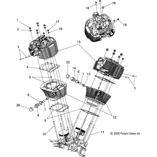 Engine, Cylinder And Head - 2007 Victory Jackpot/Ness All Options - V07Xb26/Bc26 Schematic 4919 OEM Schematic
