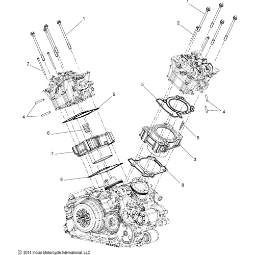 Engine, Cylinder & Cyl. Head Mounting All Options - 2020 Indian Scout 1200/Anniversary Schematic-24159 OEM Schematic