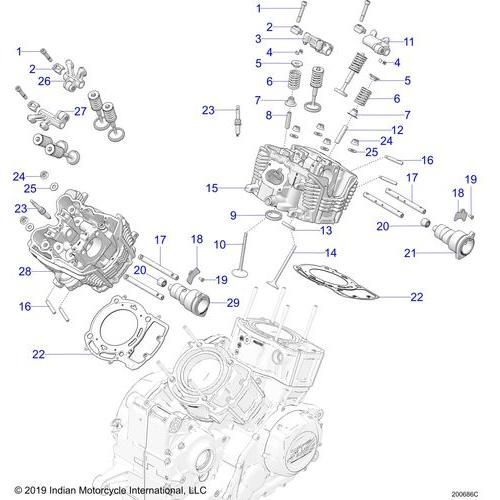 Engine, Cylinder Head, Camshaft & Valve Asm. All Options - 2020 Indian Challenger Base/Limited Schematic-25232 OEM Schematic