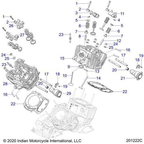 Engine, Cylinder Head, Camshaft & Valve Asm. All Options - 2021 Indian Challenger Dark Horse Schematic-23753 OEM Schematic