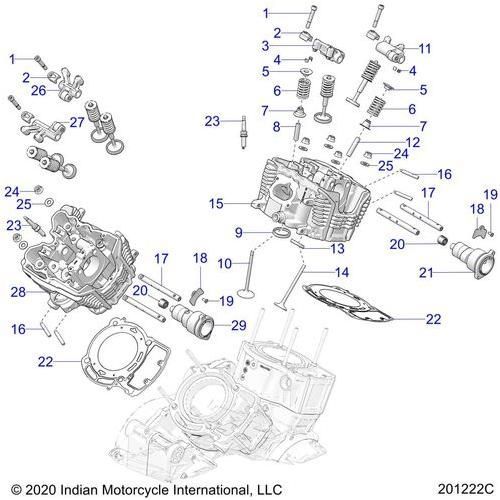 Engine, Cylinder Head, Camshaft & Valve Asm. All Options - 2022 Indian Pursuit Dark Horse / Dark Horse Premium Schematic-21039 OEM Schematic