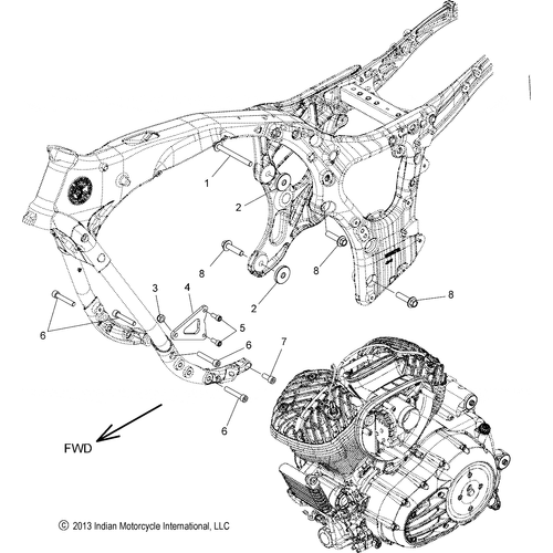 Engine, Engine Mounting All Options - 2018 Indian Springfield Schematic-26262 OEM Schematic