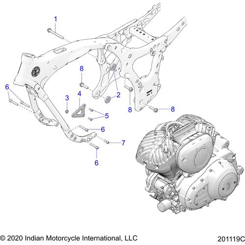 Engine, Engine Mounting All Options - 2021 Indian Chief Vintage Dark Horse 116 Schematic-23515 OEM Schematic