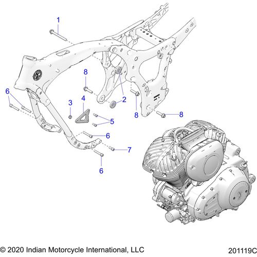 Engine, Engine Mounting All Options - 2021 Indian Springfield 116 Schematic-22380 OEM Schematic