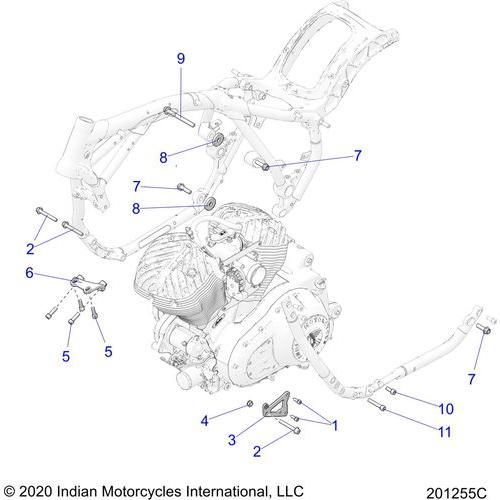 Engine, Engine Mounting All Options - 2022 Indian Chief Dark Horse 116 Schematic-21695 OEM Schematic