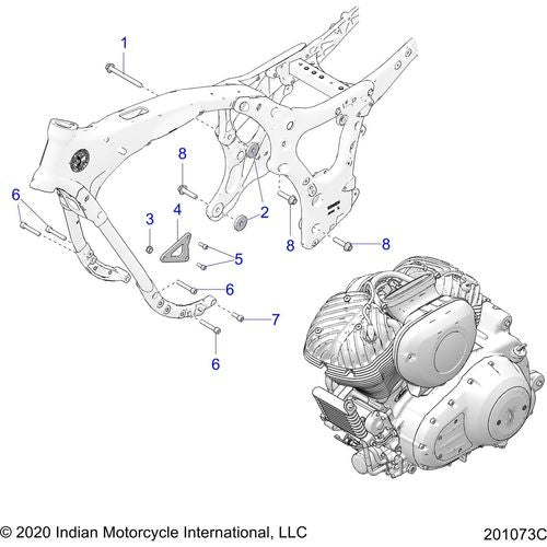 Engine, Engine Mounting N22tkdbb All Options - 2022 Indian Roadmaster Dark Horse Schematic-20851 OEM Schematic