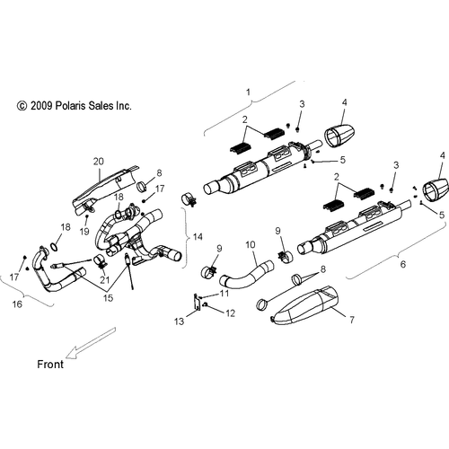 Engine, Exhaust - 2016 Victory Cross Country 8 Ball All Options Schematic 597 OEM Schematic