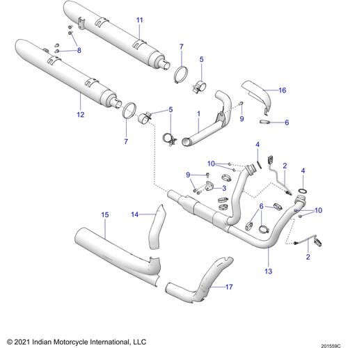 Engine, Exhaust - 2022 Indian Springfield Dark Horse Schematic-20187 OEM Schematic