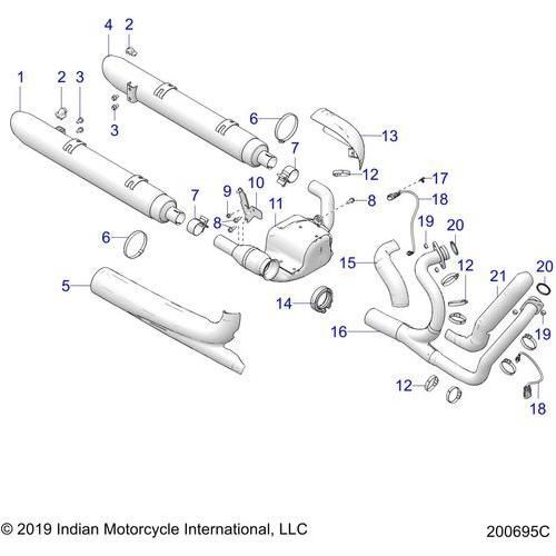 Engine, Exhaust All Options - 2020 Indian Challenger Base/Limited Schematic-25239 OEM Schematic