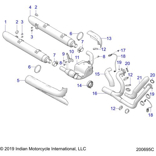 Engine, Exhaust All Options - 2020 Indian Challenger Dark Horse Schematic-25169 OEM Schematic