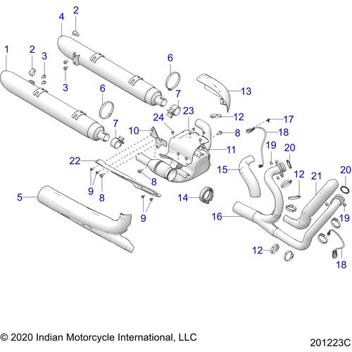 Engine, Exhaust All Options - 2021 Indian Challenger Dark Horse Schematic-23761 OEM Schematic