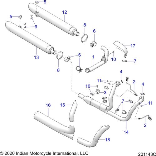 Engine, Exhaust All Options - 2021 Indian Chief Vintage Dark Horse 116 Schematic-23516 OEM Schematic