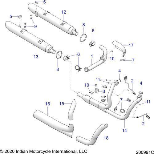 Engine, Exhaust All Options - 2021 Indian Chieftain Premium Schematic-23097 OEM Schematic