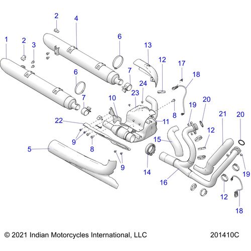 Engine, Exhaust All Options - 2022 Indian Challenger Standard Schematic-21913 OEM Schematic