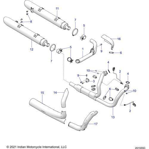 Engine, Exhaust All Options - 2022 Indian Chieftain Dark Horse Schematic-21577 OEM Schematic