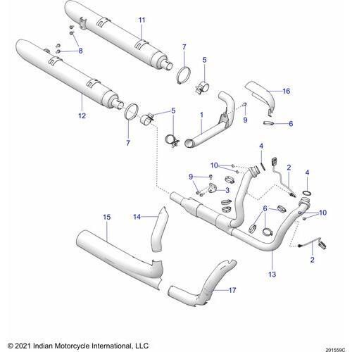 Engine, Exhaust All Options - 2022 Indian Chieftain Elite Schematic-21559 OEM Schematic