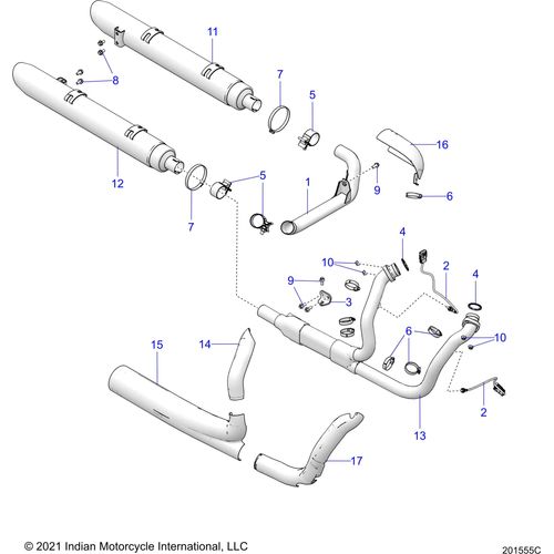 Engine, Exhaust All Options - 2022 Indian Chieftain Premium Schematic-21484 OEM Schematic