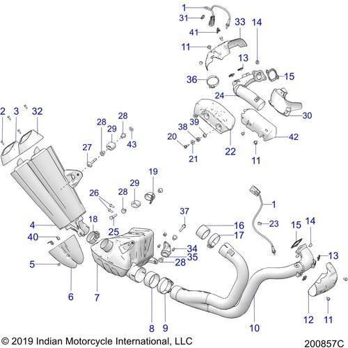 Engine, Exhaust Asm - 2020 Indian Ftr 1200 Rally Schematic-24422 OEM Schematic