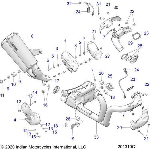 Engine, Exhaust Asm - 2022 Indian Ftr 1200 Carbon Schematic-21161 OEM Schematic