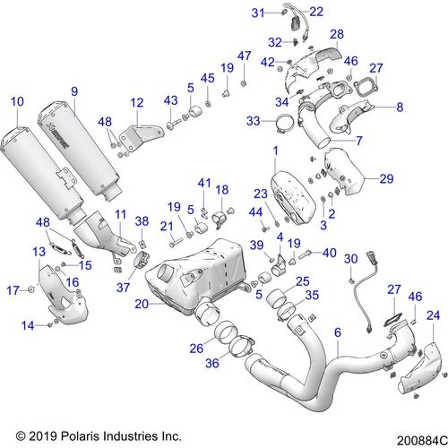 Engine, Exhaust Asm Akrapovic N19rts25 - 2019 Indian Ftr 1200 Schematic-25768 OEM Schematic