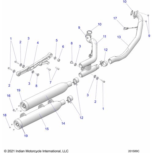 Engine, Exhaust Asm. All Options - 2022 Indian Scout Rogue Schematic-20461 OEM Schematic