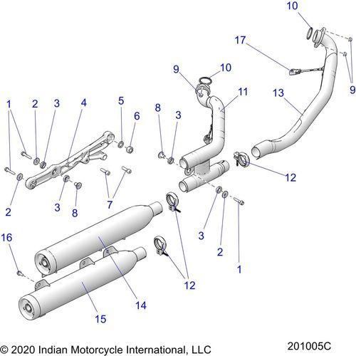 Engine, Exhaust Asm. Intl N22mtg00/Mth00 (Intl Only) (201005C) - 2022 Indian Scout Bobber/Bobber Twenty Mt Schematic-20523 OEM Schematic