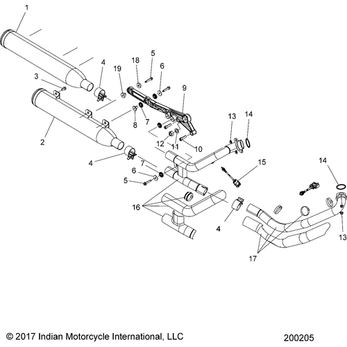 Engine, Exhaust Asm. N18msa11/Msb11 All Options - 2018 Indian Scout Sixty Schematic-26280 OEM Schematic
