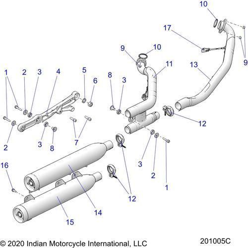Engine, Exhaust Asm. N21mtg00/Mth00 (Intl Only) (201005C) - 2021 Indian Scout Bobber/Bobber Twenty Schematic-22527 OEM Schematic