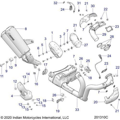 Engine, Exhaust Asm N22rzs25/Rte25 (201310C) - 2022 Indian Ftr 1200 Schematic-21214 OEM Schematic