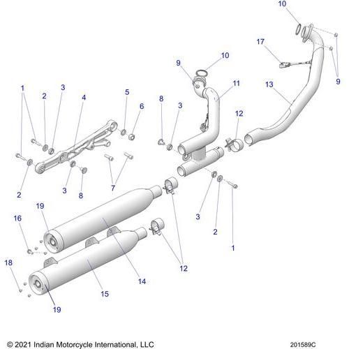 Engine, Exhaust Asm. North America N22mta00/Mtb00 All Options - 2022 Indian Scout Bobber/Bobber Twenty Mt Schematic-20521 OEM Schematic