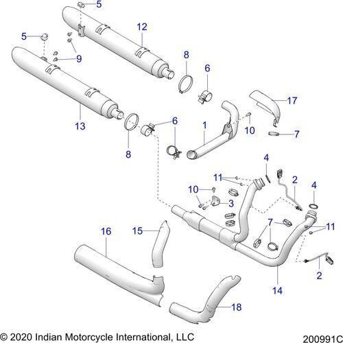 Engine, Exhaust N21tjdbb - 2021 Indian Springfield Dark Horse Schematic-22255 OEM Schematic