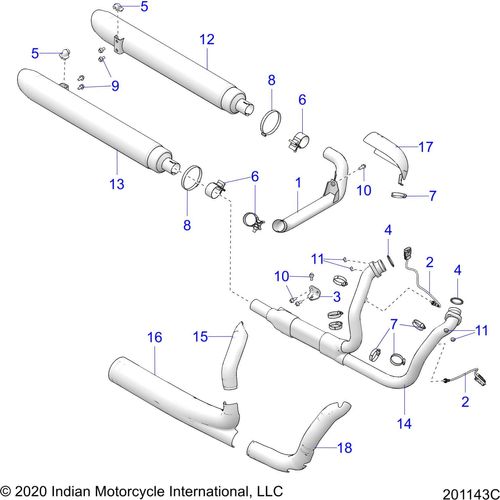 Engine, Exhaust N21tvaaa All Options - 2021 Indian Chief Vintage Premium 111 Schematic-23448 OEM Schematic