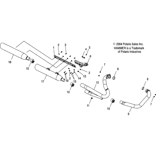 Engine, Exhaust System - 2005 Victory Victory Hammer All Options - V05Hb26 Schematic 5430 OEM Schematic