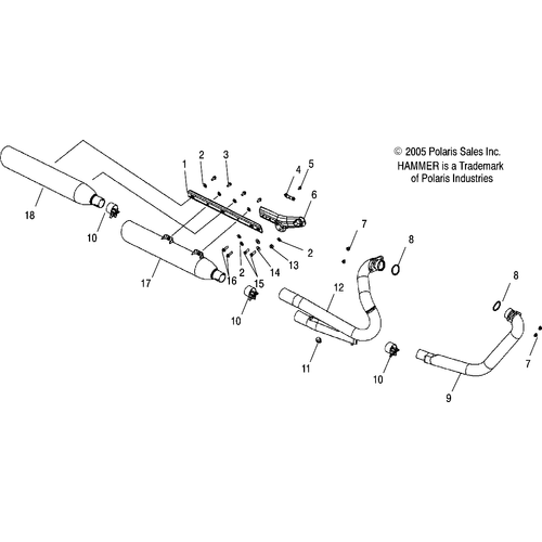 Engine, Exhaust System - 2006 Victory Victory Hammer All Options - V06Hb26 Schematic 5224 OEM Schematic