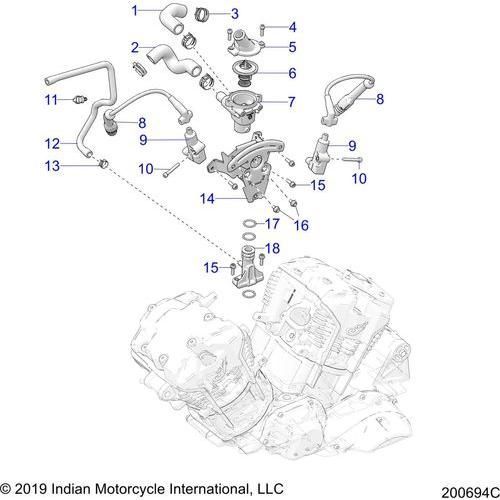 Engine, Ignition, Thermostat Housing Asm. All Options - 2022 Indian Pursuit Dark Horse / Dark Horse Premium Schematic-21090 OEM Schematic